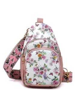 Fashion Guitar Strap Sling Bag Backpack AD768 BLUSH/FLOWER